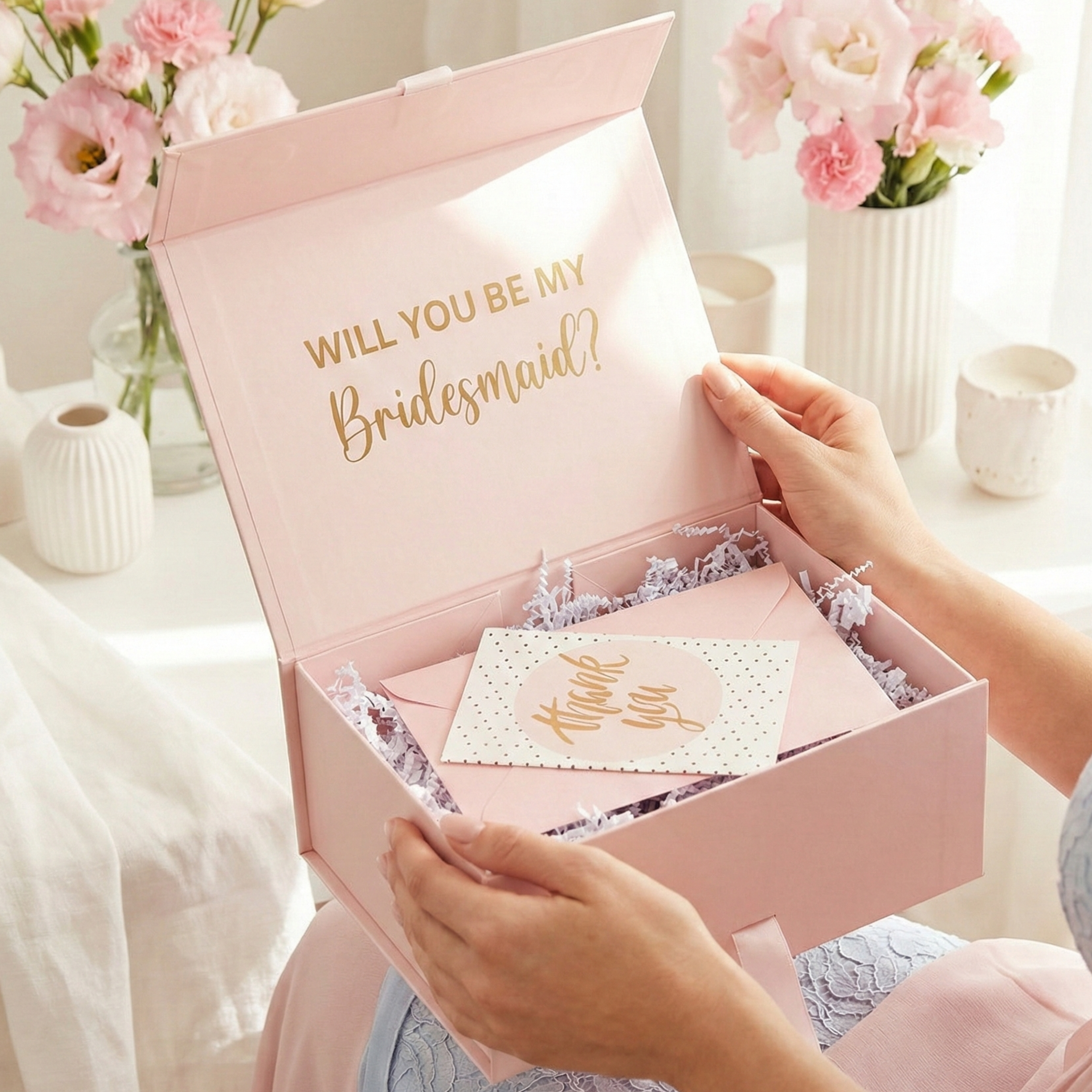 Gift box with ribbon open packaging aesthetic presentation
