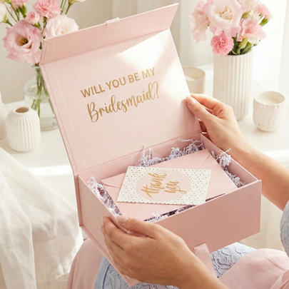 Personalized Magnetic Gift Box with Ribbon | Custom Logo Keepsake Box