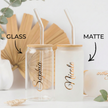 Personalized Frosted Glass Tumbler with Lid | Custom Iced Coffee Cup