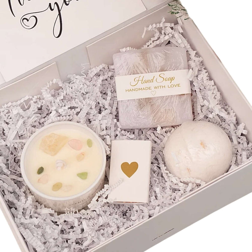 Hygge self care gift box with spa items and relaxation set