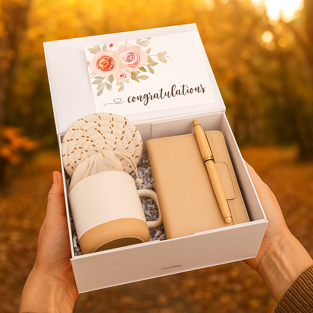 Hygge style gift box with journal and relaxation essentials
