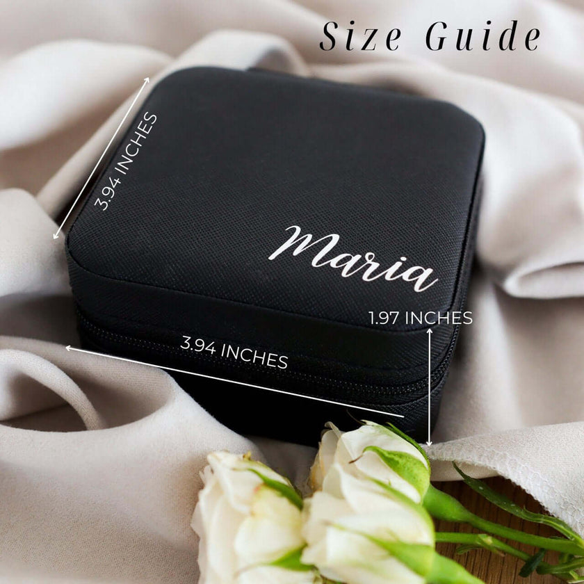 Custom jewelry box with name black personalized travel case