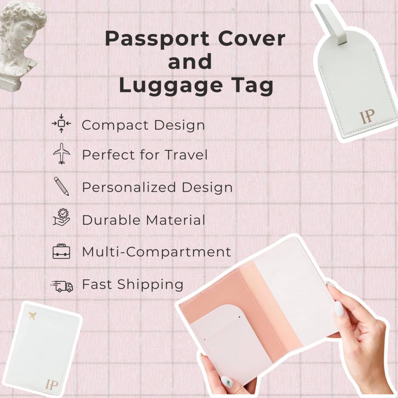 Custom Faux Leather Travel Set – Personalized Luggage Cover & Tag for Stylish Travelers