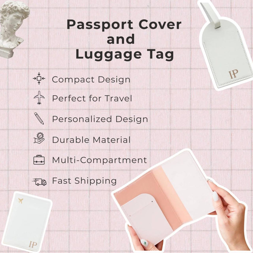 Custom Faux Leather Travel Set – Personalized Luggage Cover & Tag for Stylish Travelers
