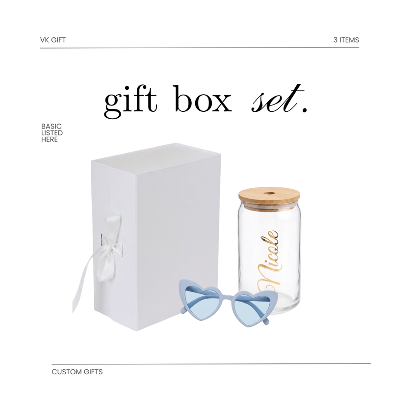 Personalized Gift Box Set – Glass Tumbler & Sunglasses for Bridesmaids & Special Occasions