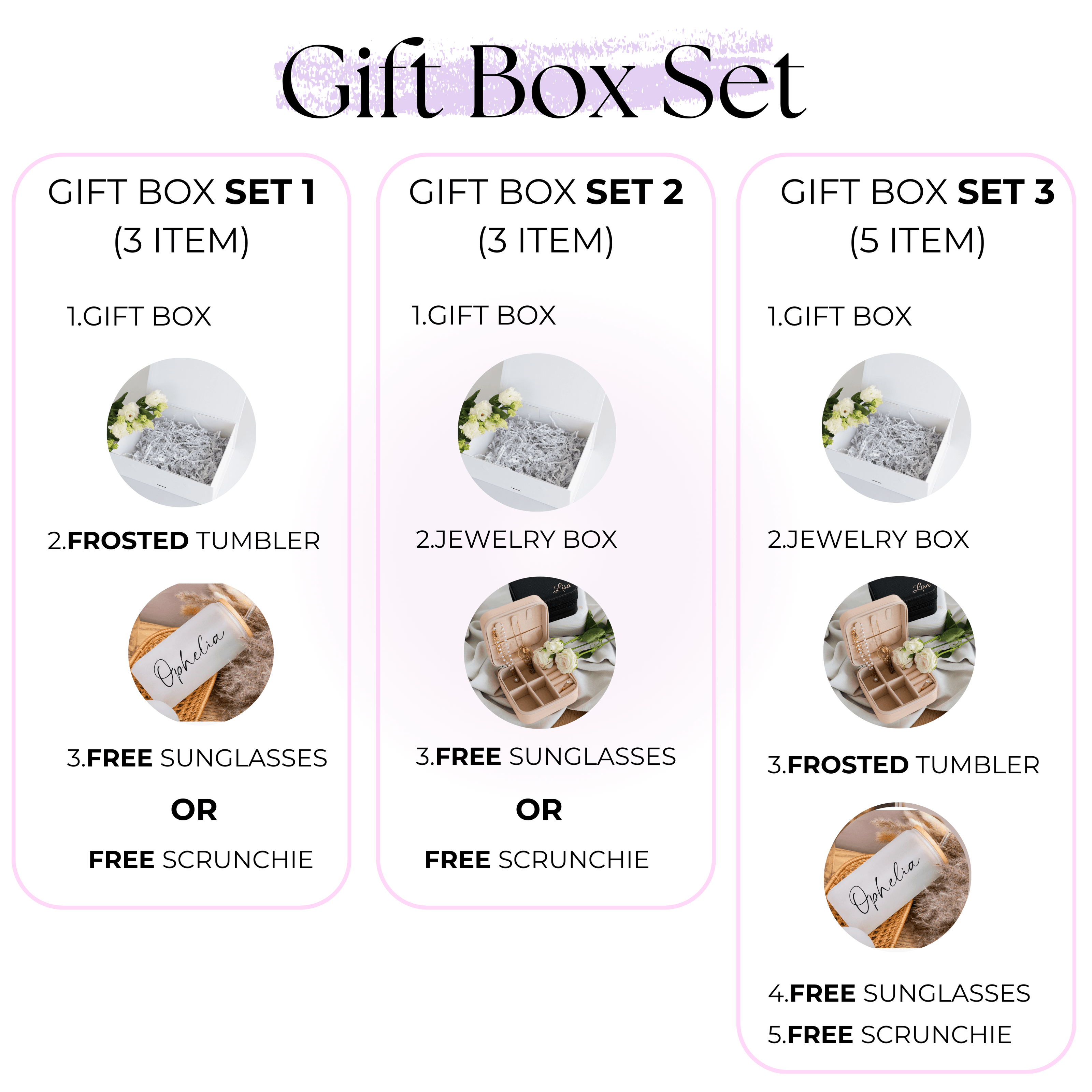 Bridesmaid gift box with tumbler contents included items overview
