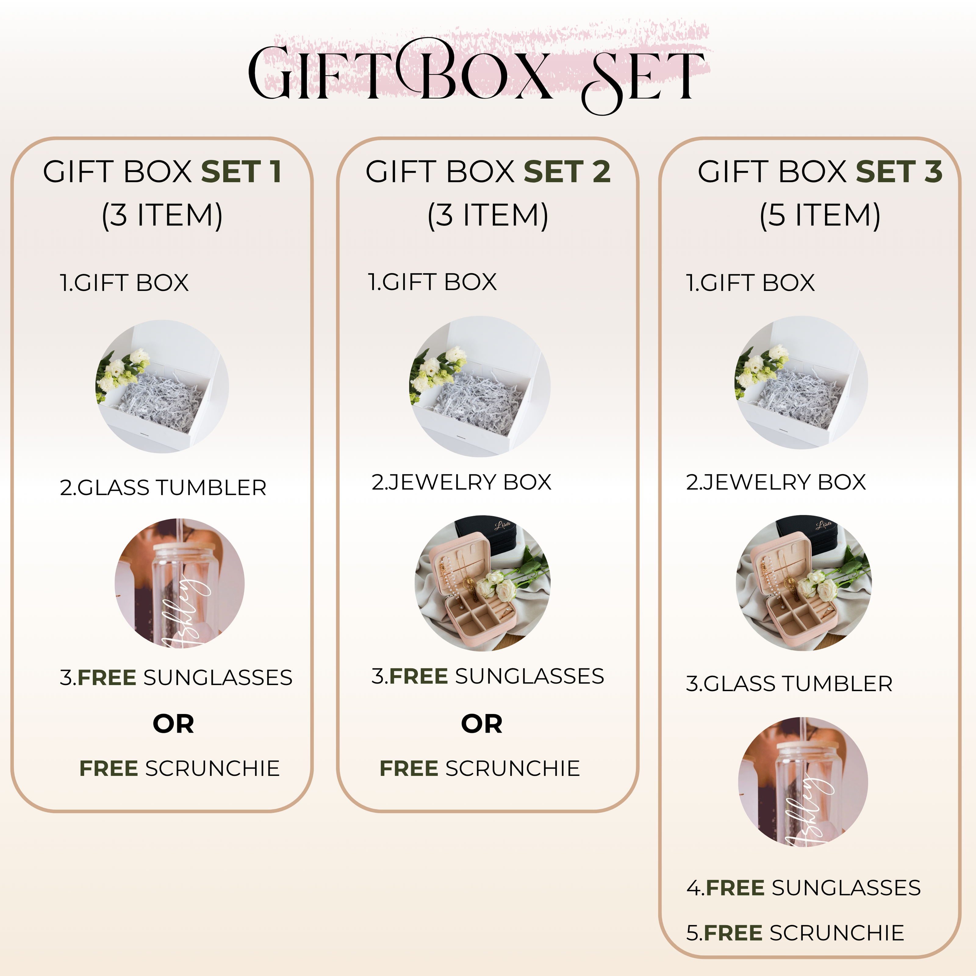 Bridesmaid gift box with tumbler contents included items overview