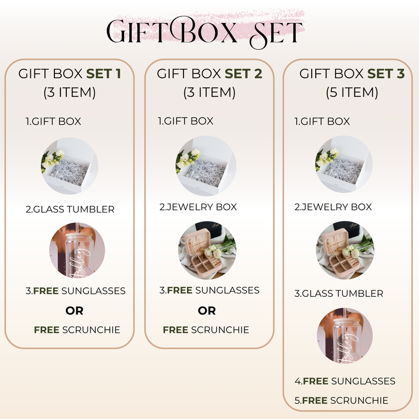 Bridesmaid gift box with tumbler contents included items overview