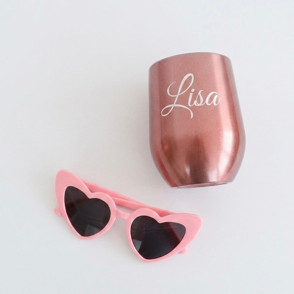 Mini Bridesmaid Gift Set – Personalized 12 oz Tumbler & Sunglasses