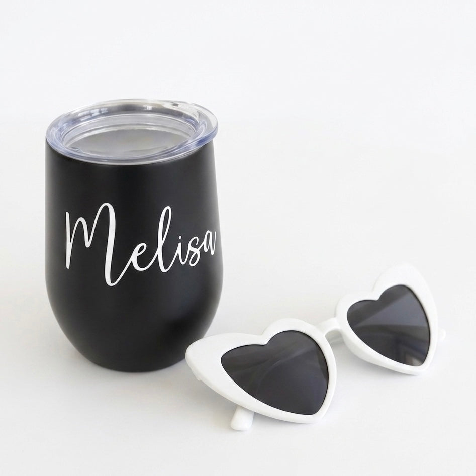 Mini Bridesmaid Gift Set – Personalized 12 oz Tumbler & Sunglasses