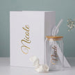 Glass Tumbler Bridesmaid Gift Set – Personalized 16 oz Tumbler & Scrunchie