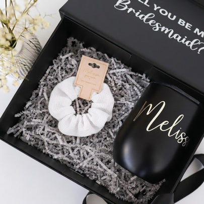 Mini Bridesmaid Gift Set – Personalized 12 oz Tumbler & Scrunchie
