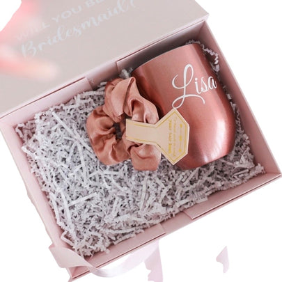 Mini Bridesmaid Gift Set – Personalized 12 oz Tumbler & Scrunchie