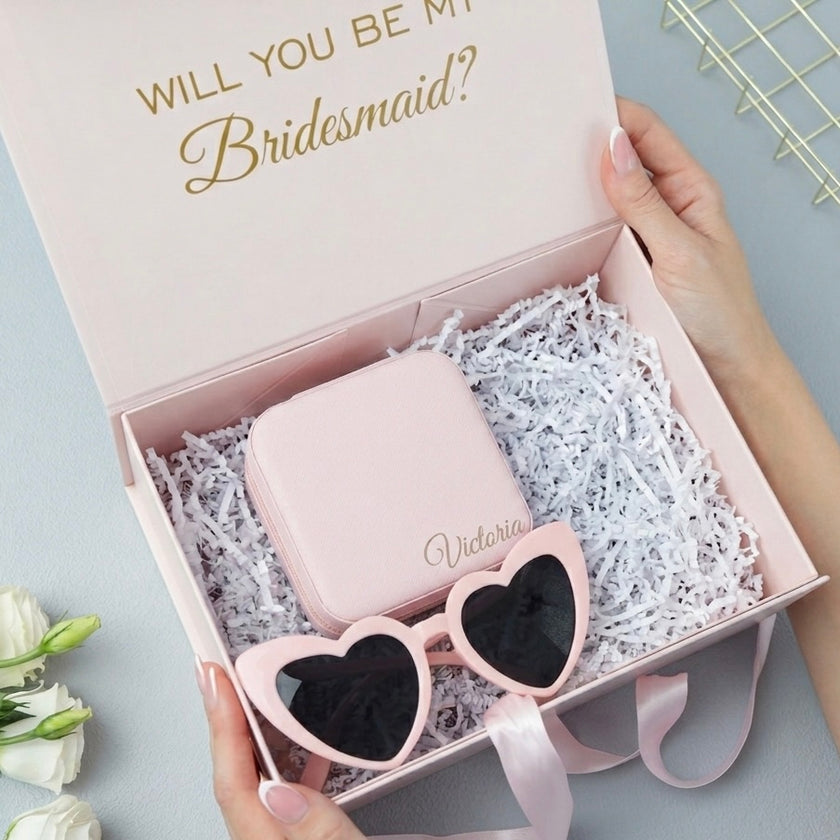 Personalized Gift Box Set – Jewelry Box, Sunglasses & Ribbon Box
