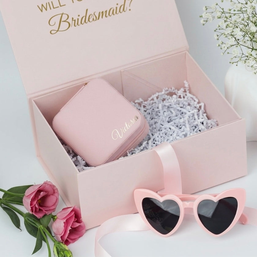 Personalized Gift Box Set – Jewelry Box, Sunglasses & Ribbon Box