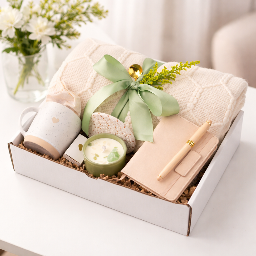 Premium Large Gift Set – Blanket, Journal, Mug & Relaxation Essentials