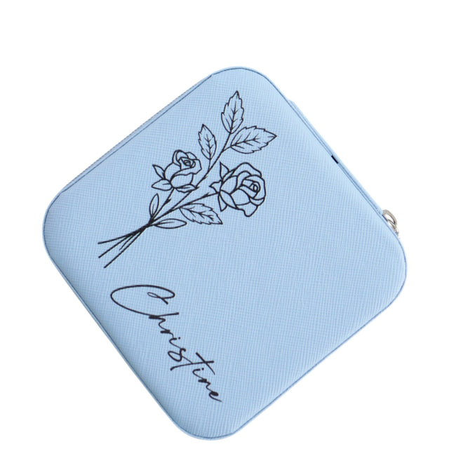 Personalized Birth Flower Jewelry Box | Custom Travel Jewelry Case Gift