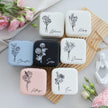 Personalized jewelry boxes arranged aesthetic flat lay collection