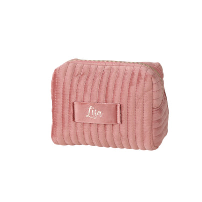 Personalized Quilted Makeup Bag | Custom Velvet Cosmetic Pouch