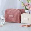 Pink personalized cosmetic bag velvet makeup pouch aesthetic setup
