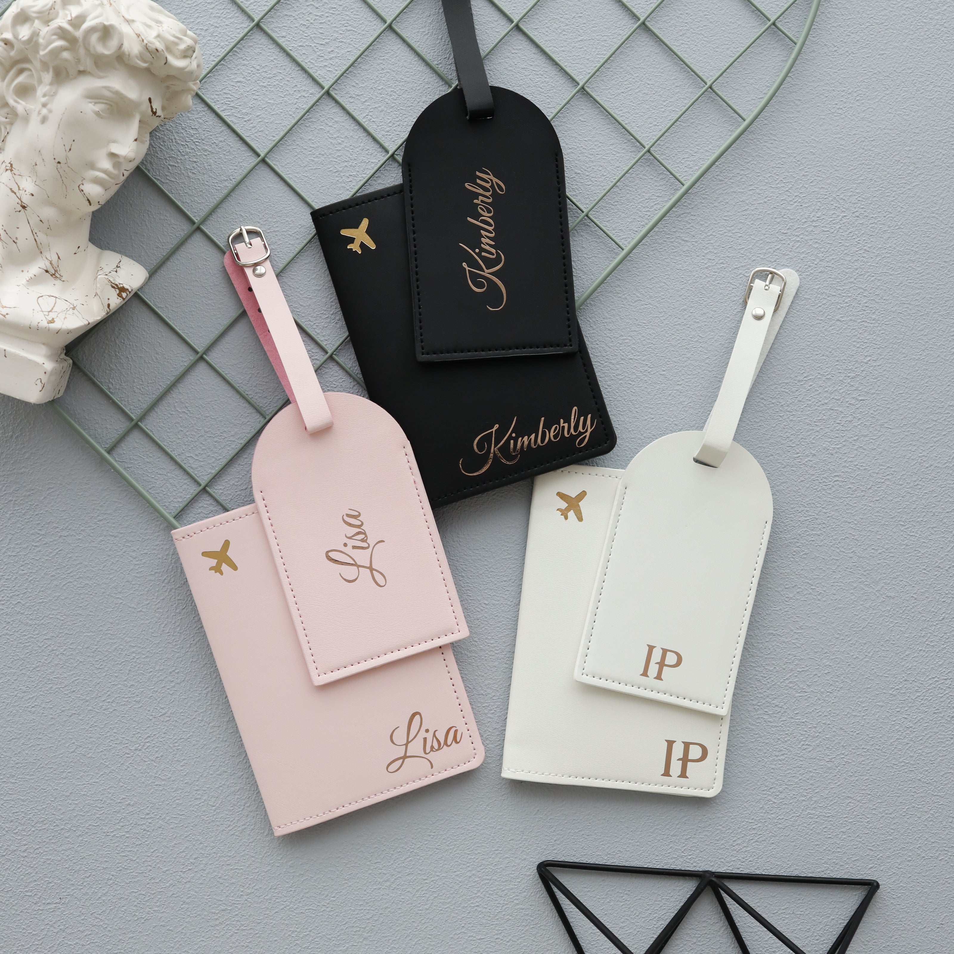 Custom Faux Leather Travel Set – Personalized Luggage Cover & Tag for Stylish Travelers