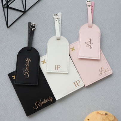 Custom Faux Leather Travel Set – Personalized Luggage Cover & Tag for Stylish Travelers