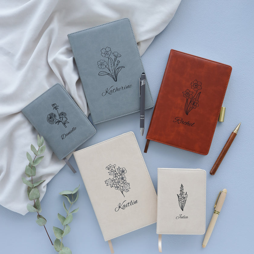 Personalized Floral Journal – Elegant Lined Notebook with Custom Name