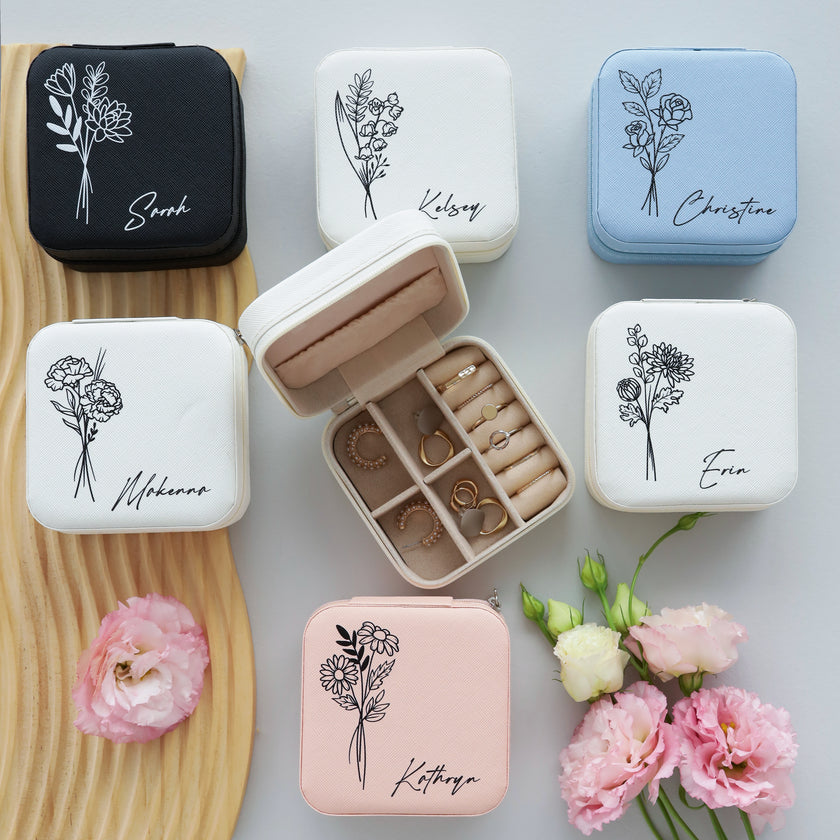 Minimalist jewelry box personalized compact travel organizer