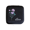 Personalized Travel Jewelry Box with Birth Flower Design – Custom Jewelry Organizer Case