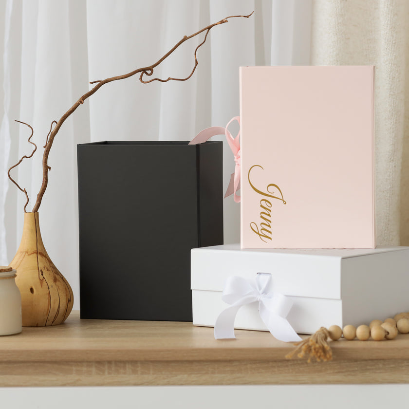 Black magnetic gift box closed minimalist packaging box