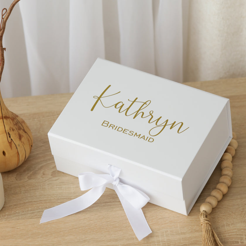 Personalized White Gift Box – Custom Logo or Text Engraving