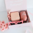 Bridesmaid gift box pink set with tumbler and jewelry case