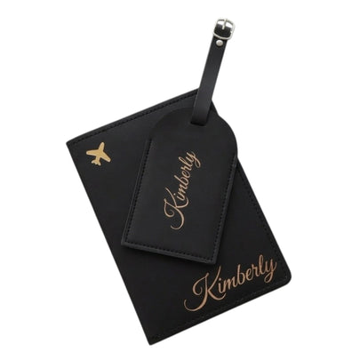 Custom Faux Leather Travel Set – Personalized Luggage Cover & Tag for Stylish Travelers