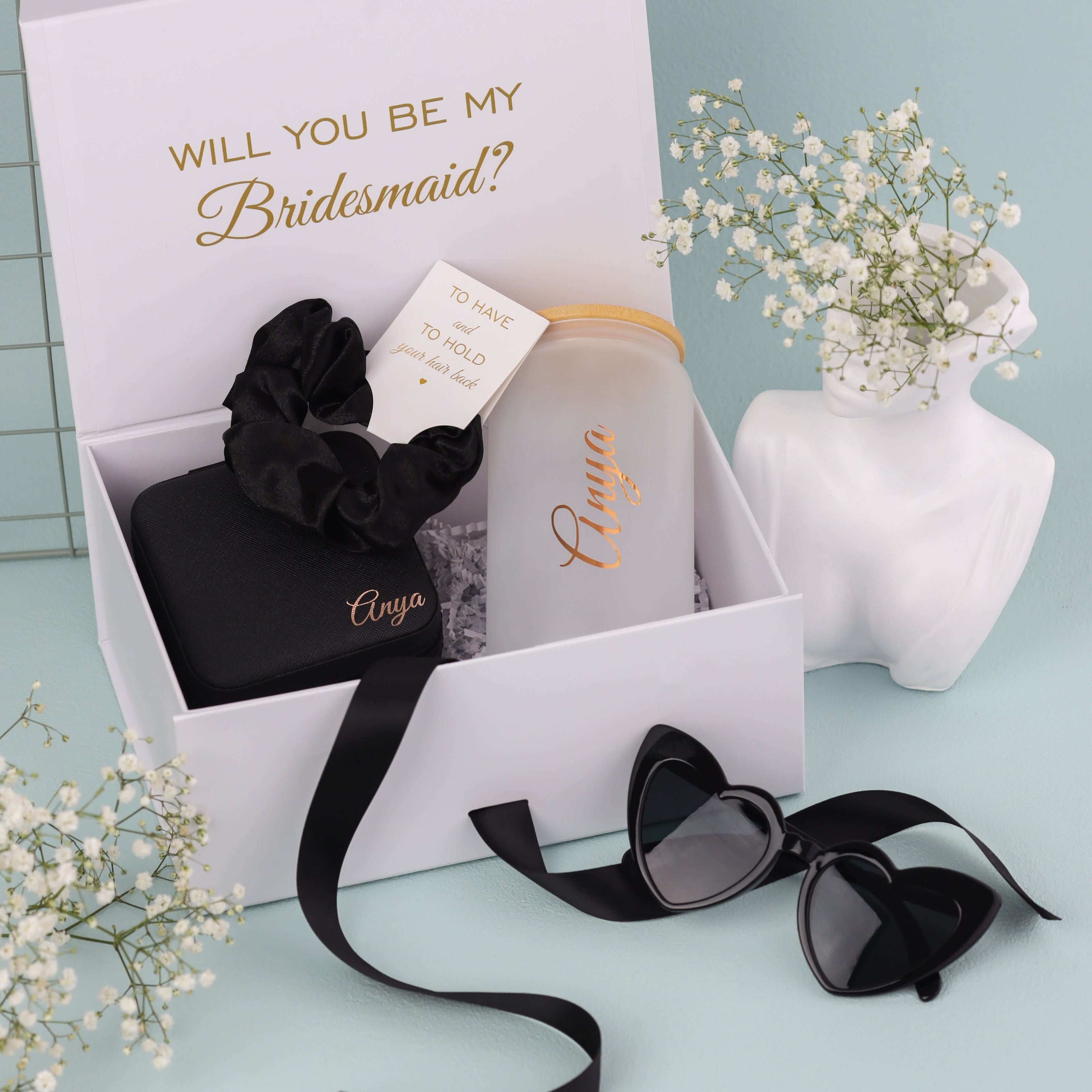 Bridesmaid proposal box set with tumbler and accessories gift set