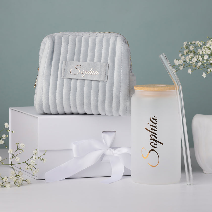 Bridesmaid gift box set neutral tones bridal party gifts