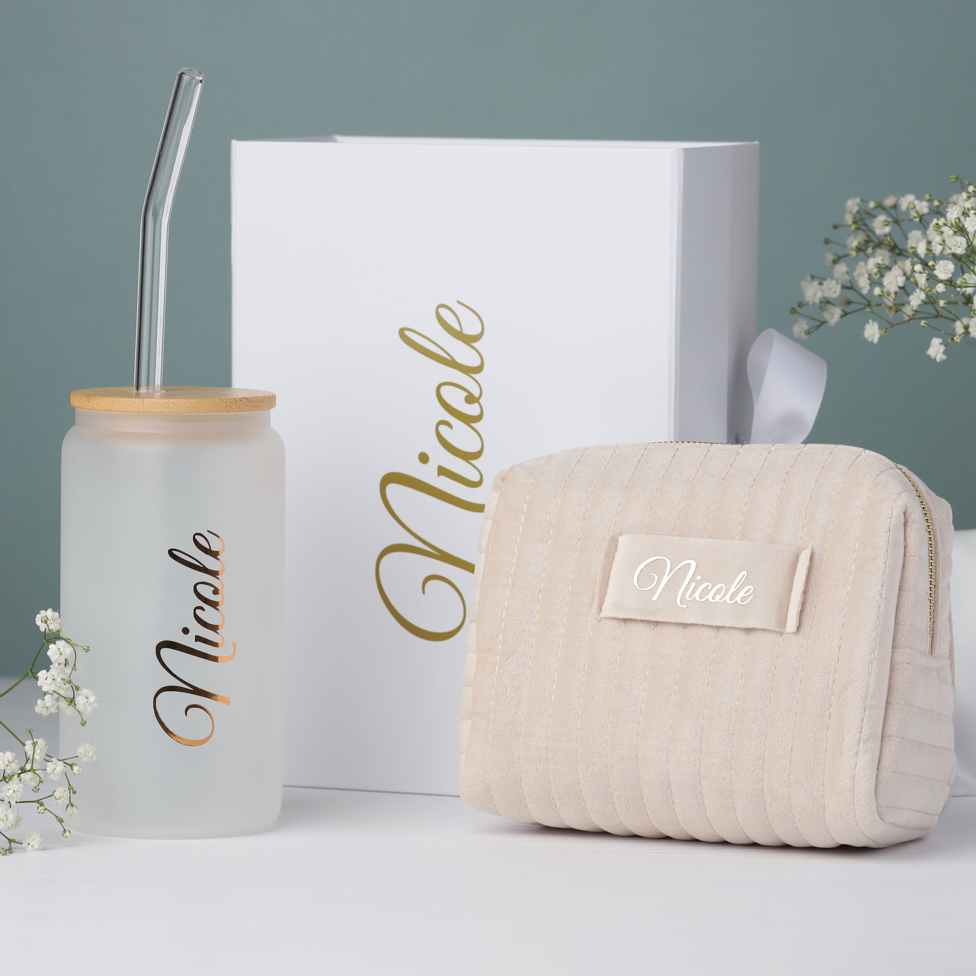 Bridesmaid gift box set neutral tones bridal party gifts