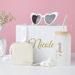 Bridesmaid gift set with tumbler arranged with flowers aesthetic
