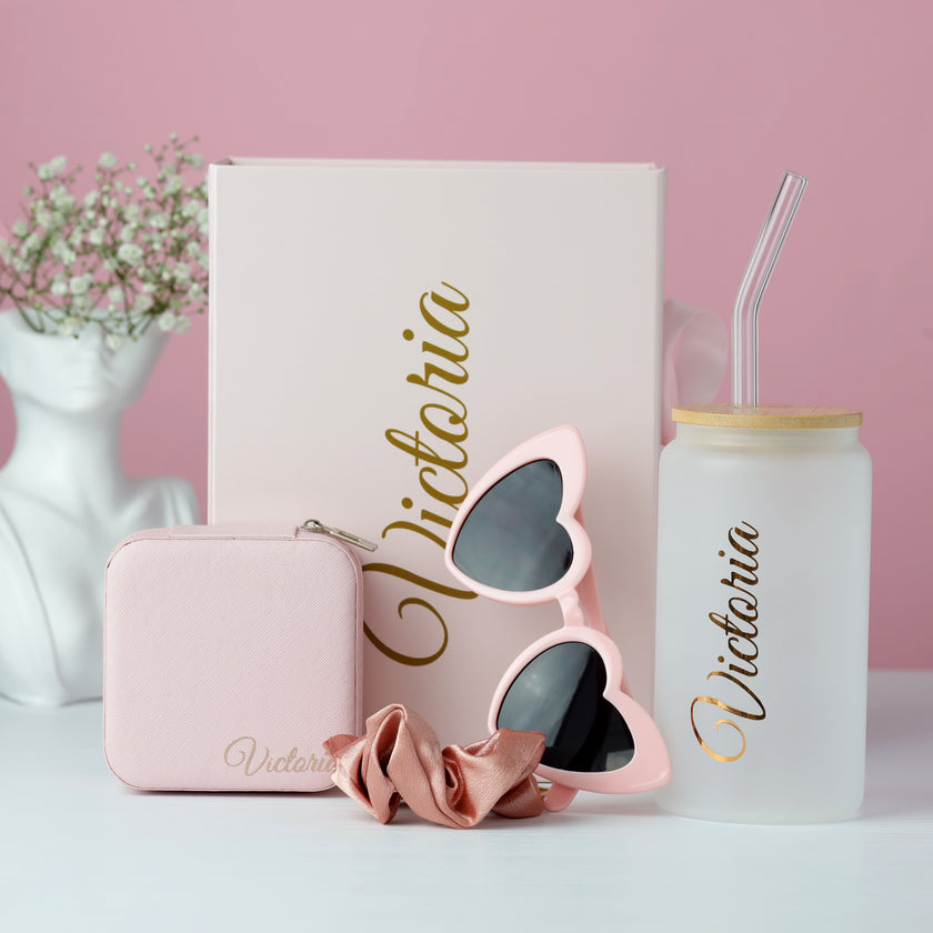 Luxury bridesmaid gift box with tumbler and jewelry organizer