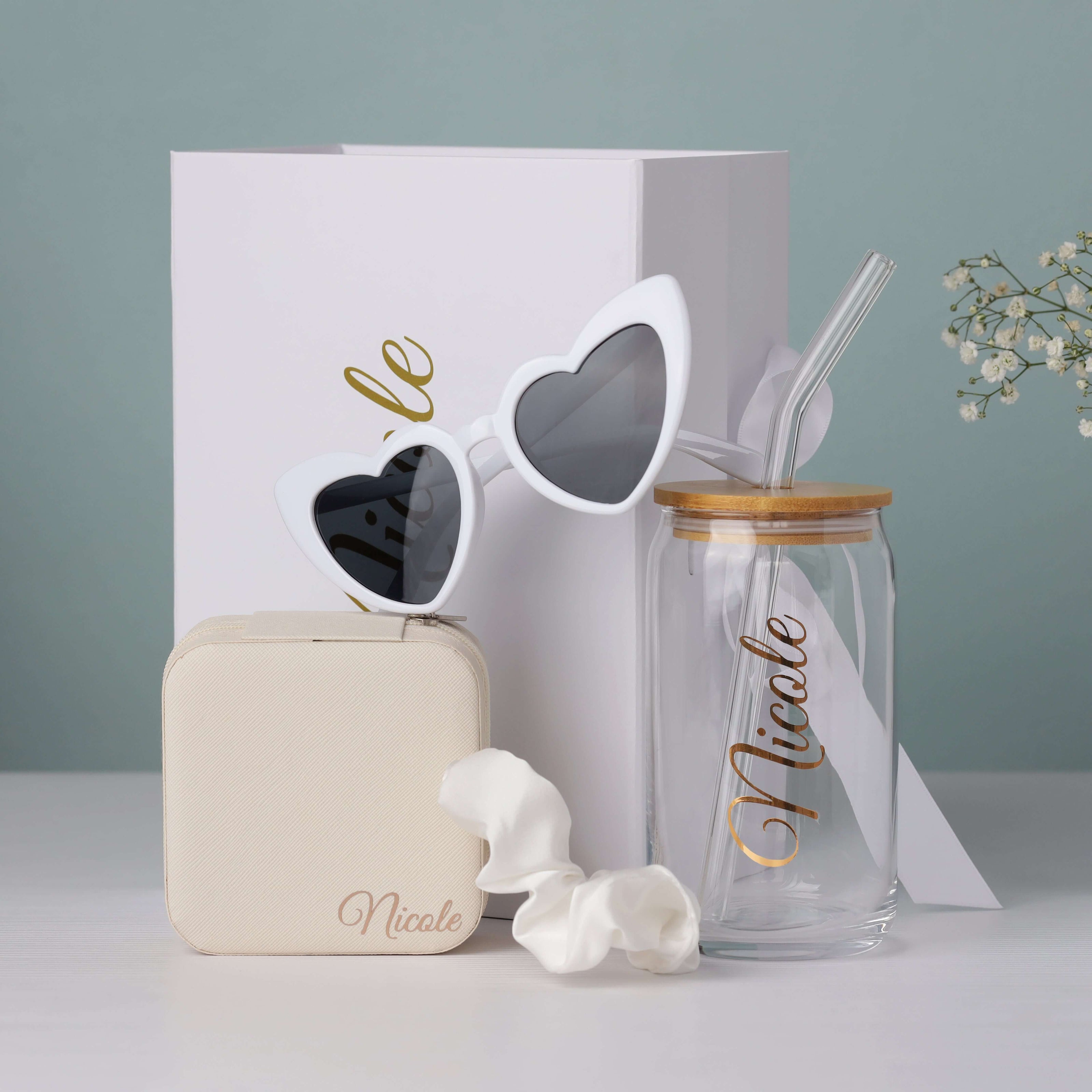 Bridesmaid gift box with tumbler aesthetic neutral color set