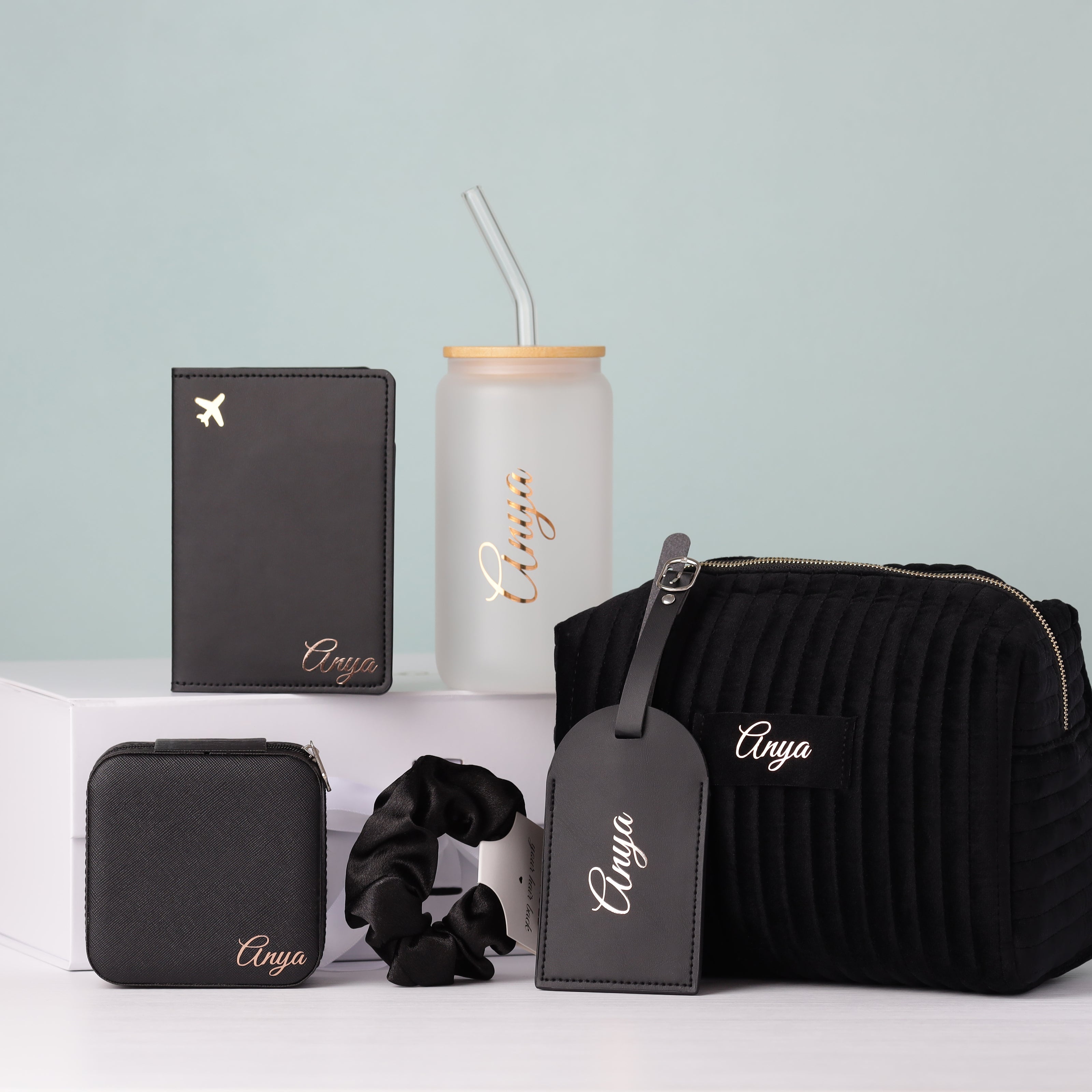 Bridesmaid gift boxes in black color bridal party sets
