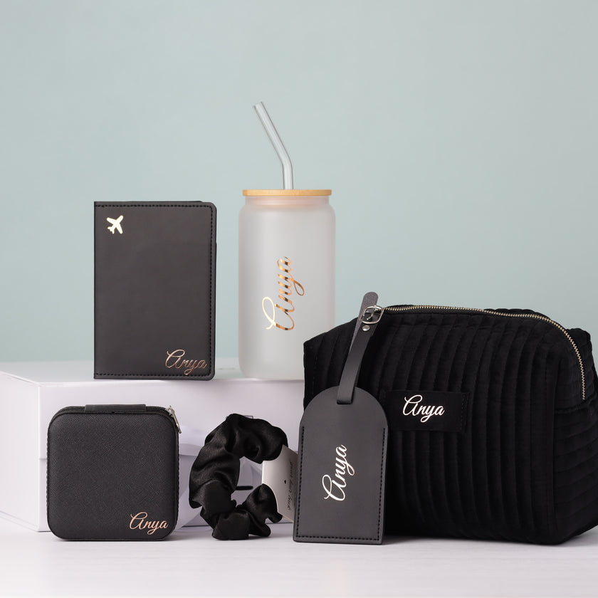 Bridesmaid gift boxes in black color bridal party sets