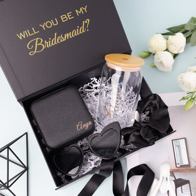 Personalized Bridesmaid Proposal Gift Box with 16 oz Tumbler & Jewelry Case