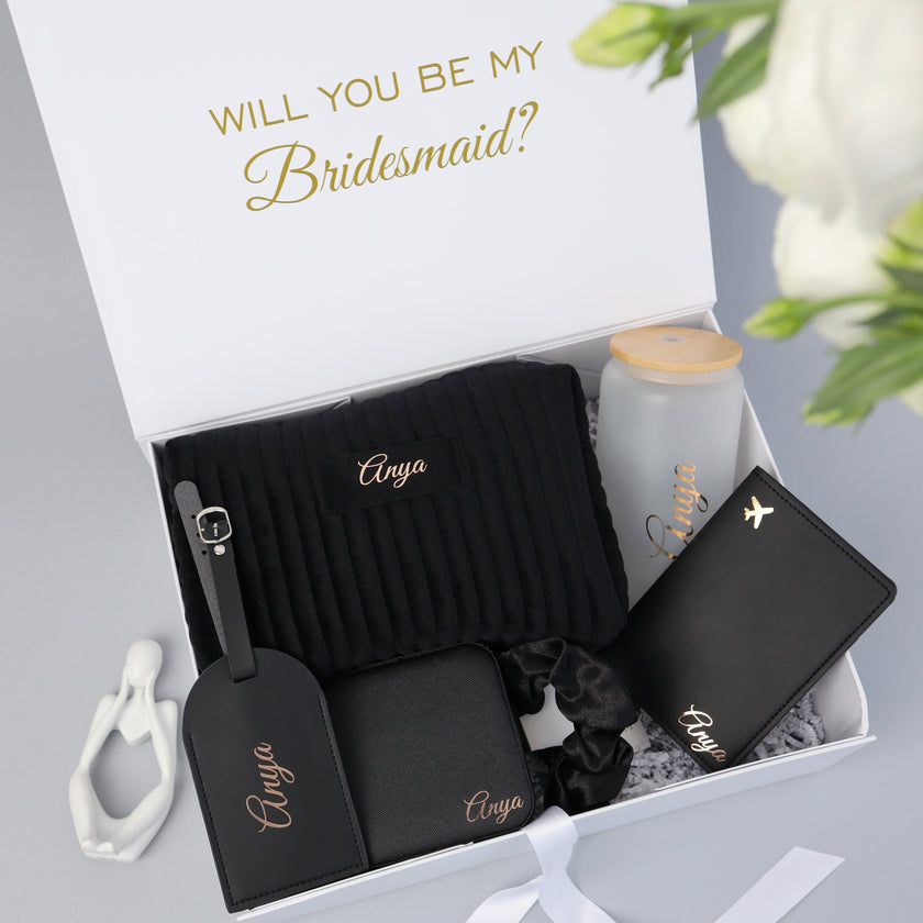 Bridesmaid proposal gift box with tumbler and accessories