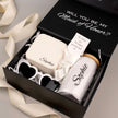 Bridesmaid gift box with green decor and tumbler aesthetic