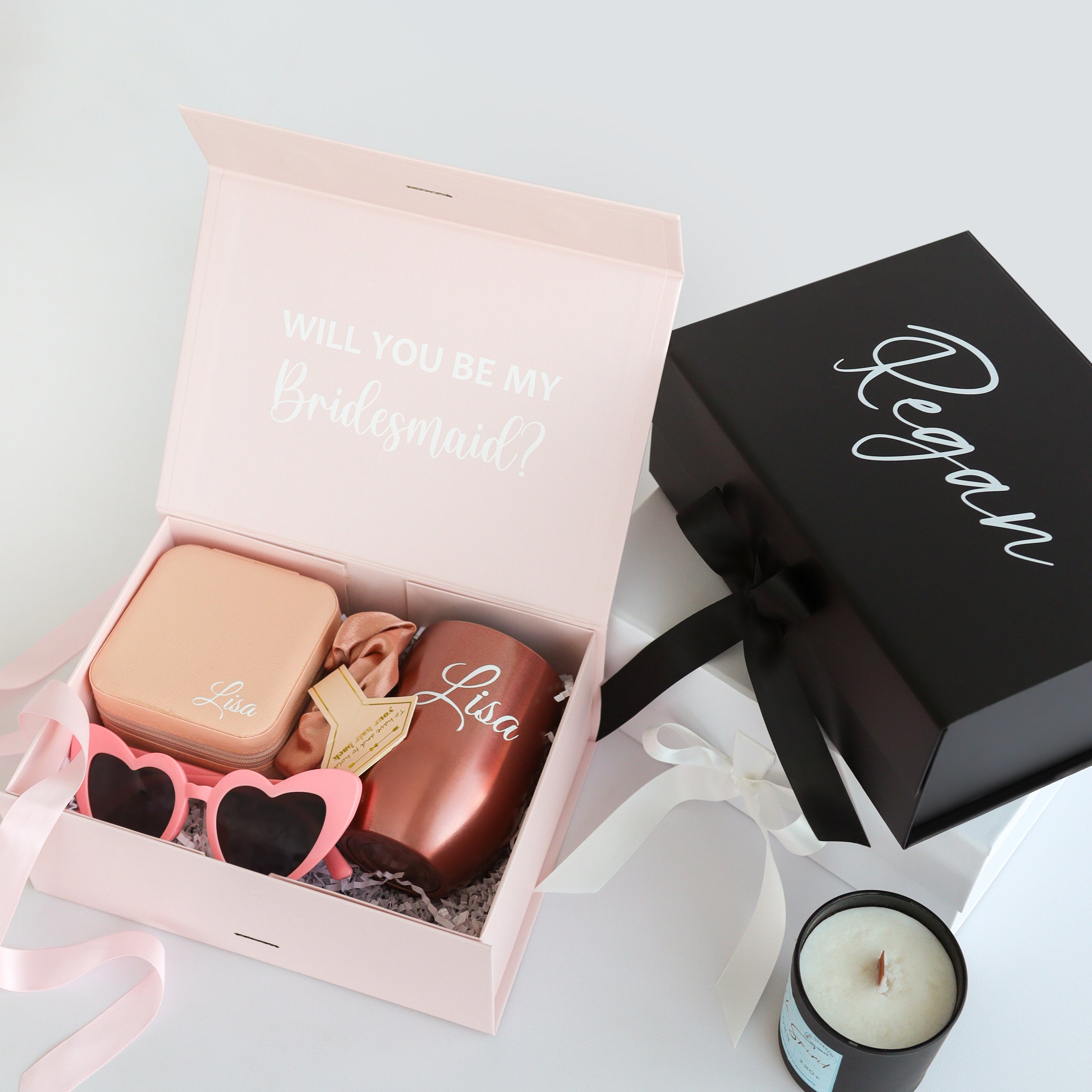 Bridesmaid gift box set with tumbler and jewelry organizer