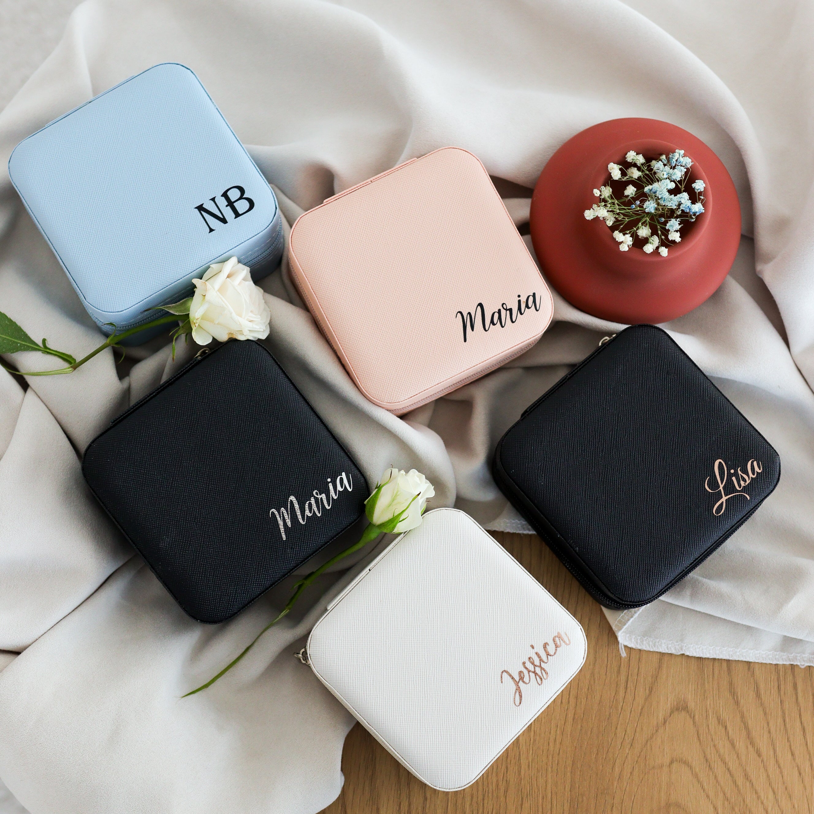Compact jewelry box closed minimalist travel accessory