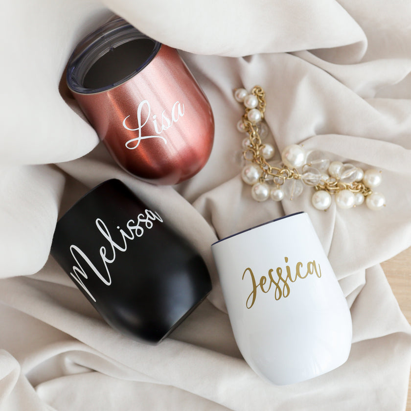 Bridesmaid gift set with tumbler and accessories aesthetic styling