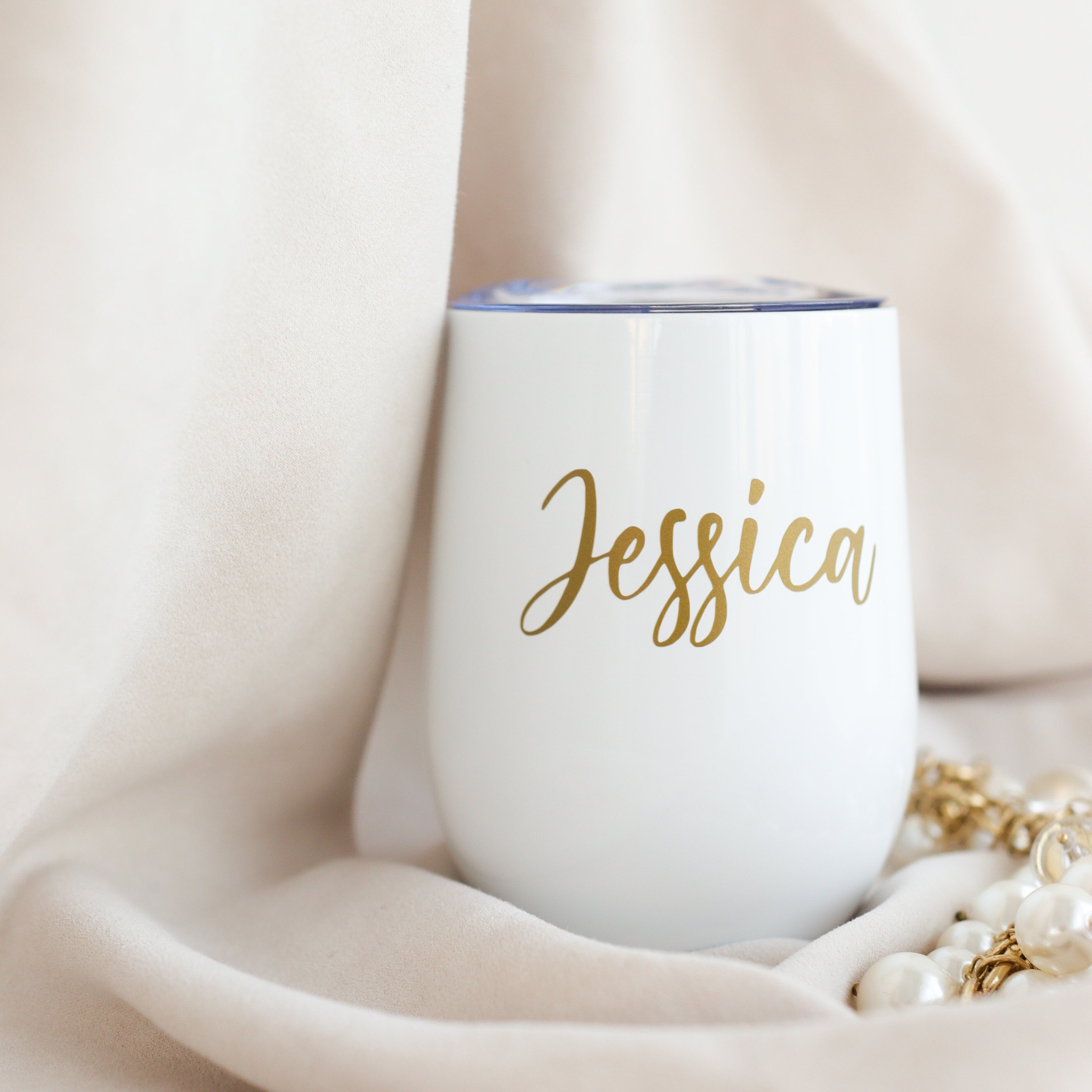 White bridesmaid gift box with tumbler minimalist set