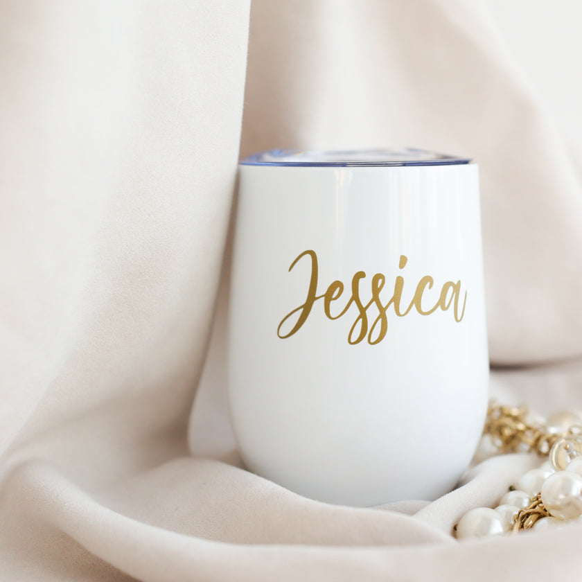 White bridesmaid gift box with tumbler minimalist set