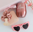 Pink bridesmaid tumbler aesthetic gift box setup